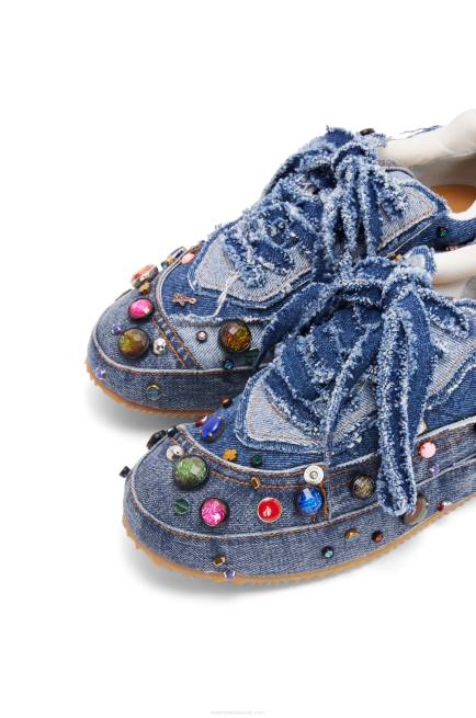 Washed Denim Embellished deconstructed sneaker in denim Loewe 84PR670 Women